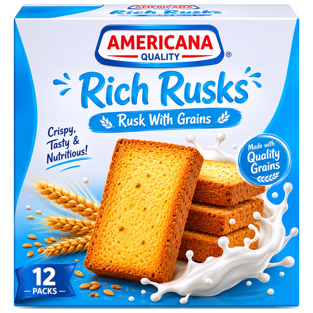 Americana Rich Rusks With Grains 12 Pieces 385g in Kuwait Online ...