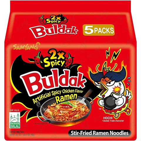 Samyang 2X Buldak Korean Hot Spicy Chicken Stir Fried Ramen 140g 5 Packs