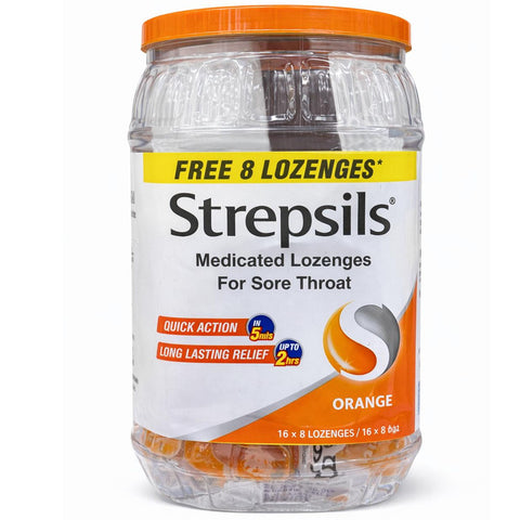Strepsils Orange Medicated Lozenges 16 × 8 Lozenges